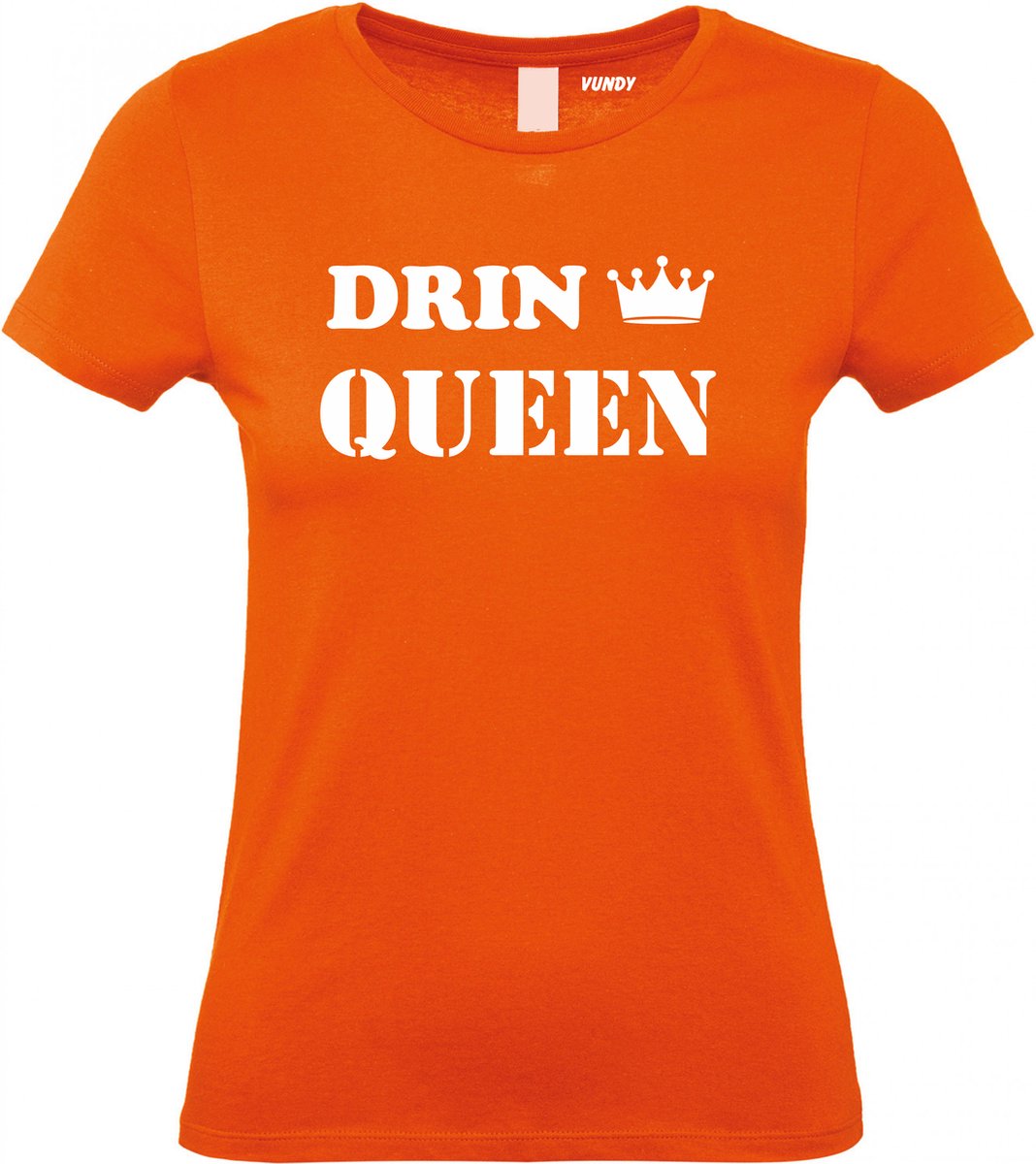Dames T-shirt DrinQueen | Koningsdag kleding | oranje t-shirt | Oranje | maat L